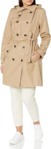 LONDON FOG womens Double-Breasted Long Trench Coat with Belt