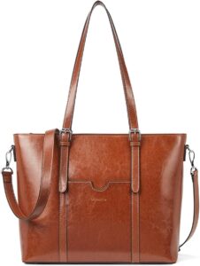 BOSTANTEN Leather Laptop Bag Work Tote for Women Shoulder Handbag Briefcase 15.6 inch Satchel Computer Bag
