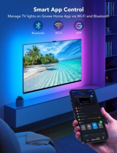 Govee TV LED Backlight, RGBIC Smart LED Strip Lights for 55-65 Inch TVs, Bluetooth and Wi-Fi APP Control