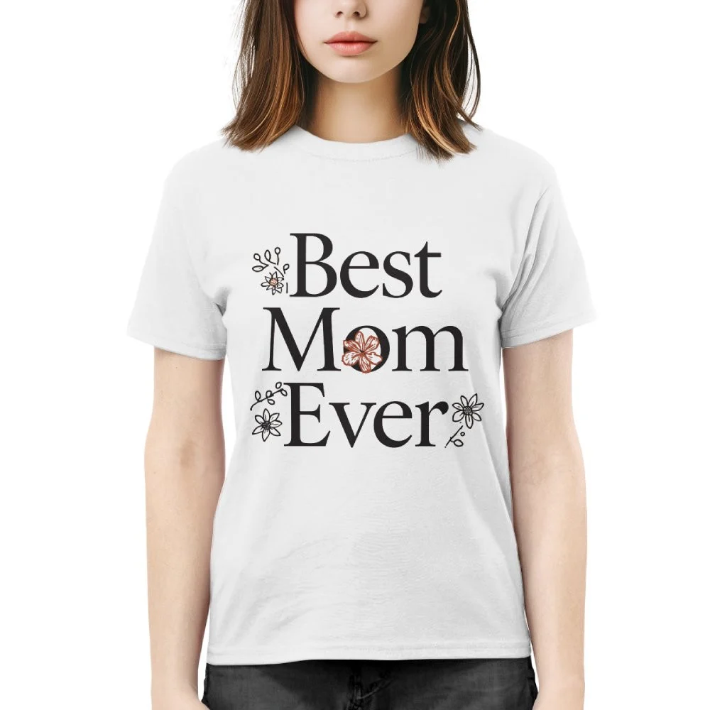 Best Mom Ever Minimalist Floral Tee