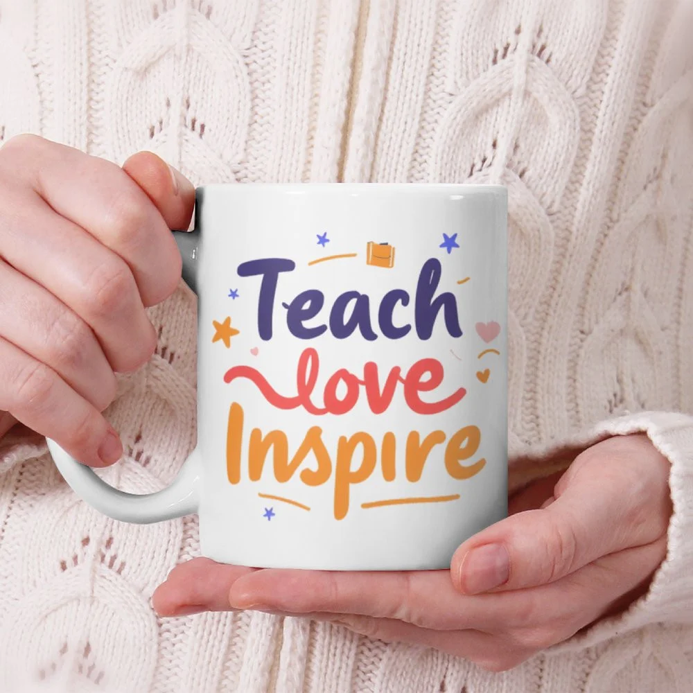 Teach Love Inspire Black Ceramic Mug