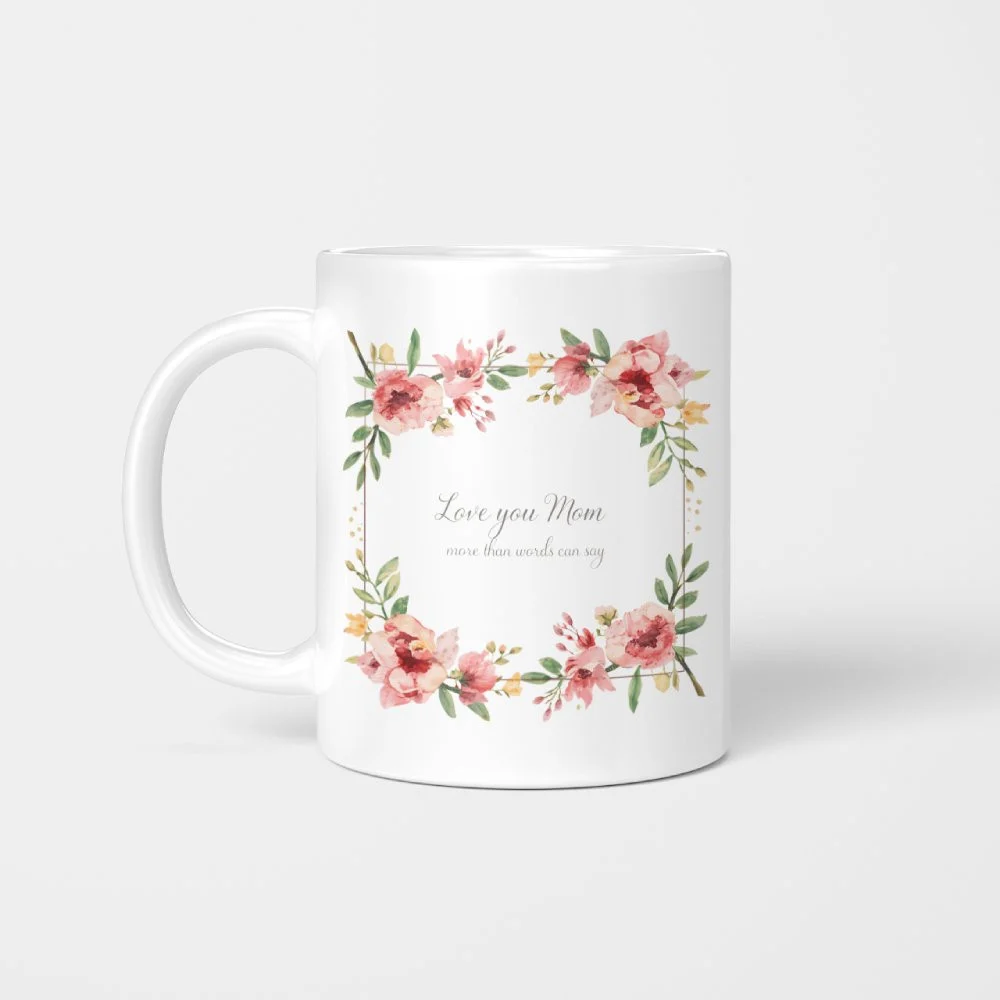 Love You Mom Floral Wreath Mug