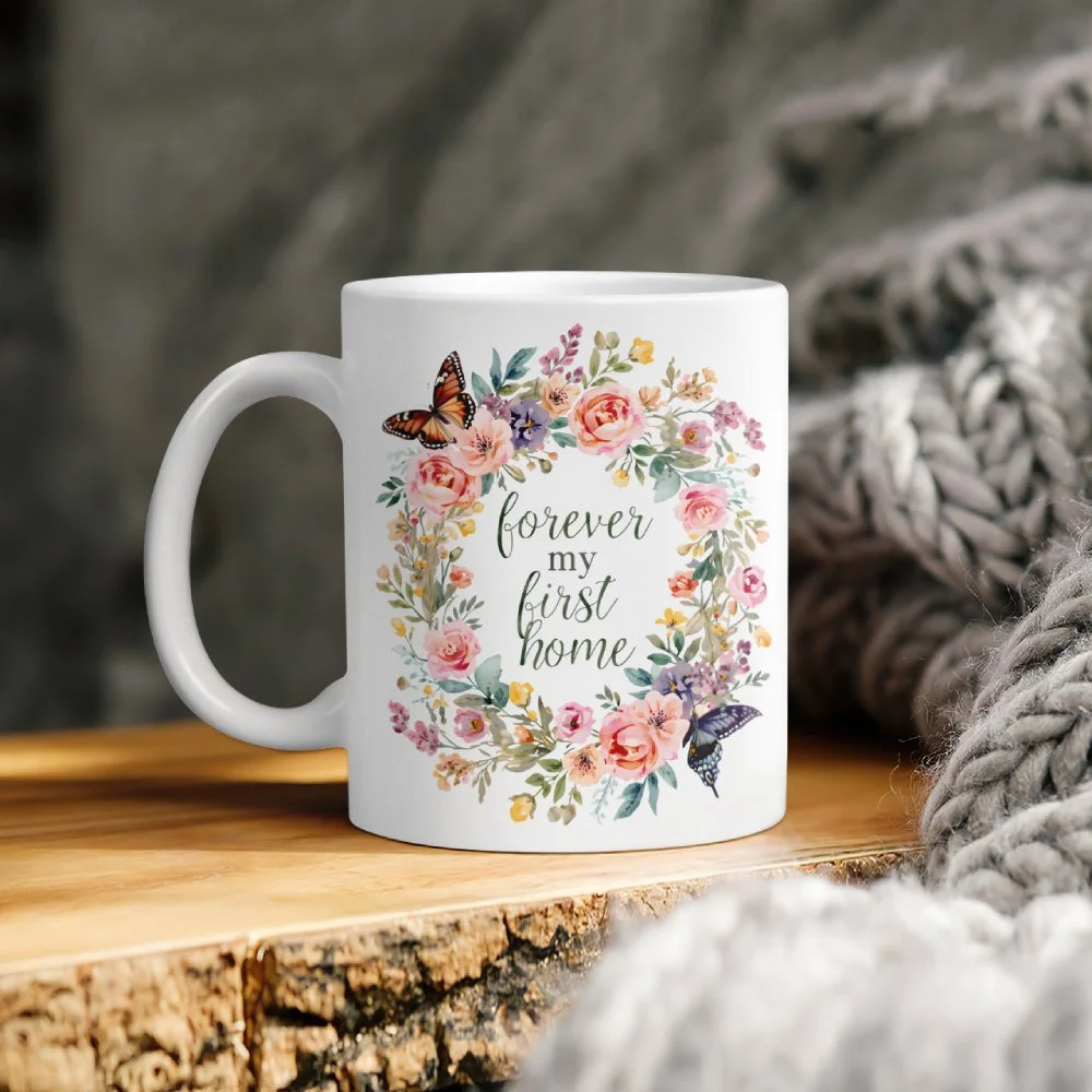 Forever My First Home Floral Mug