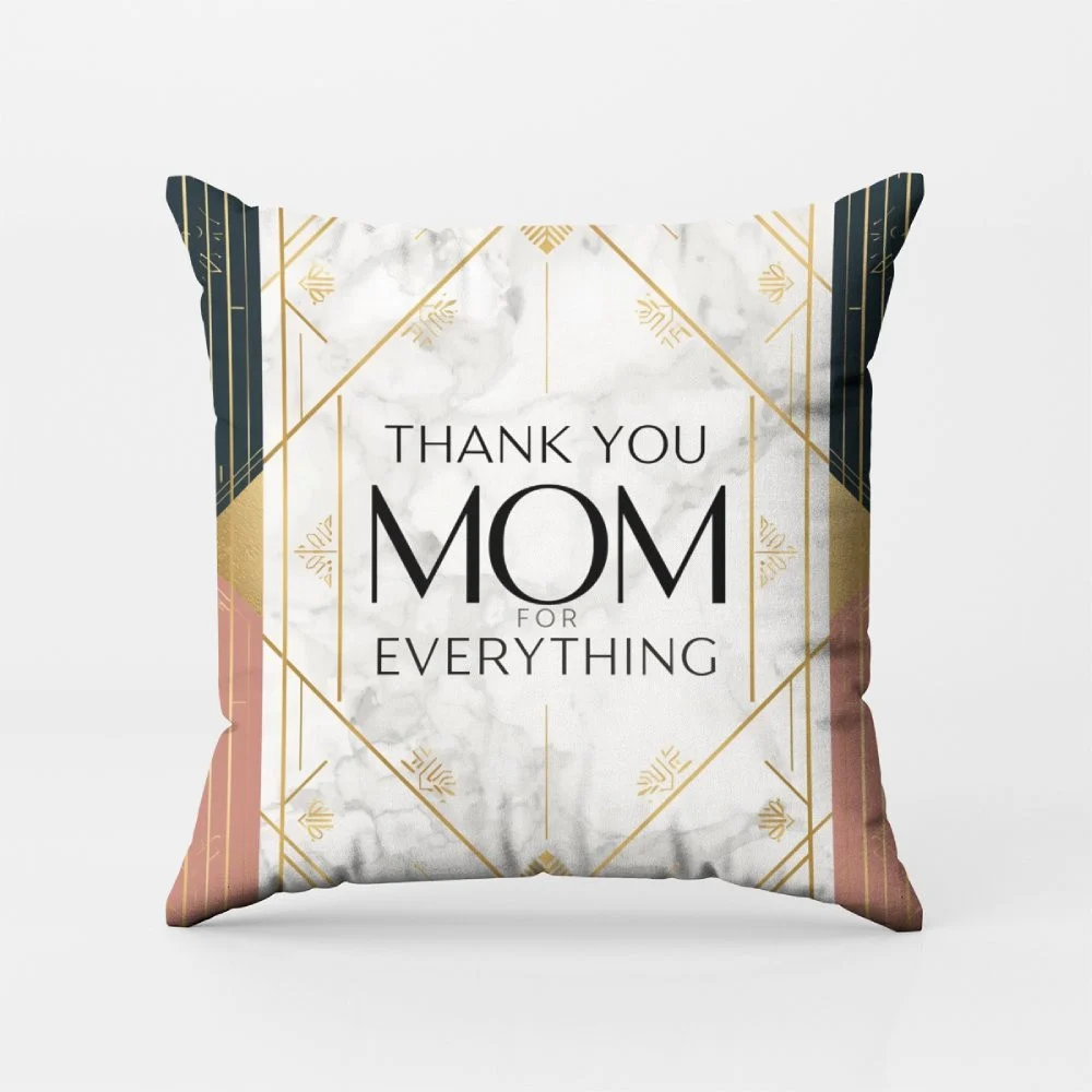 Best Home Decor Gifts for Mom - Mother's Day Geometric Marble Thank You Mom Throw Pillow