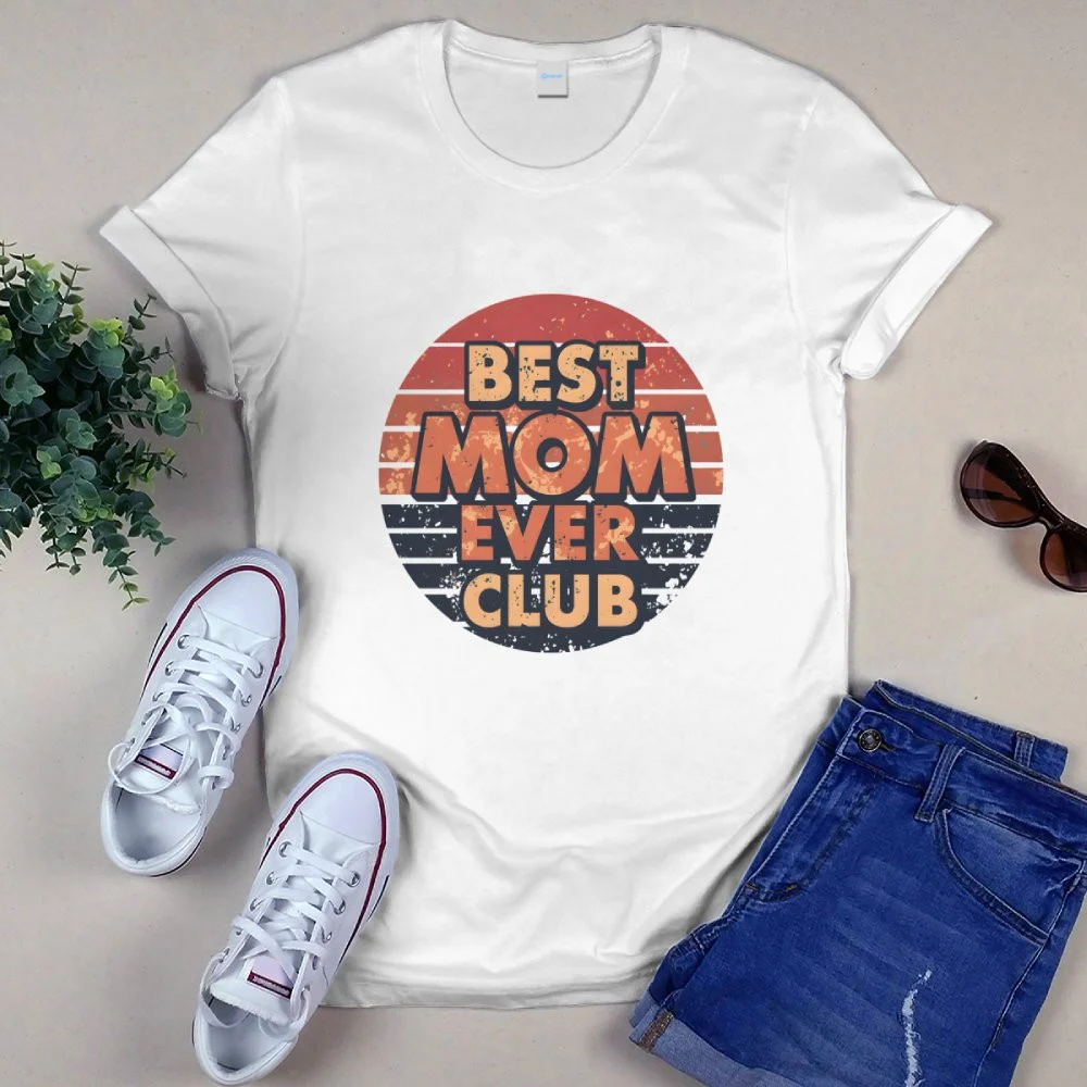 Best Mom Ever Club Retro Sunset Tee