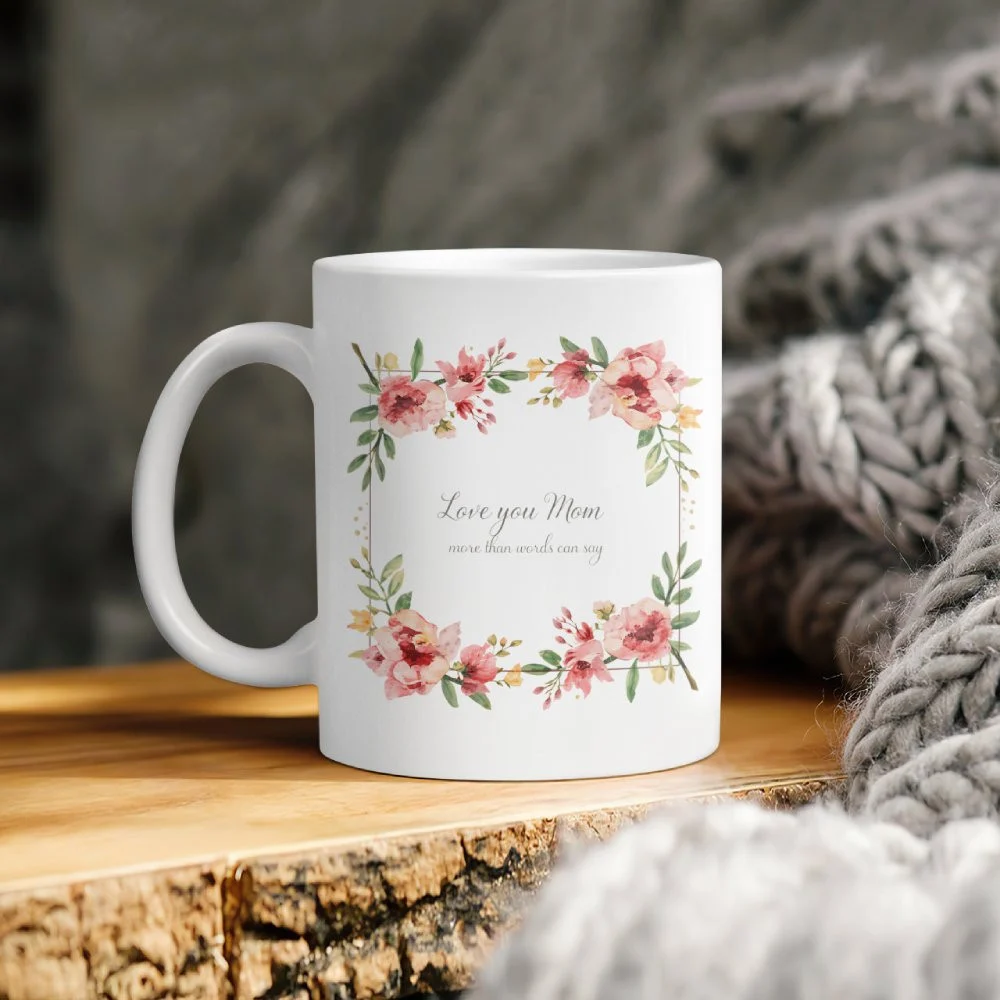 Love You Mom Floral Wreath Mug 