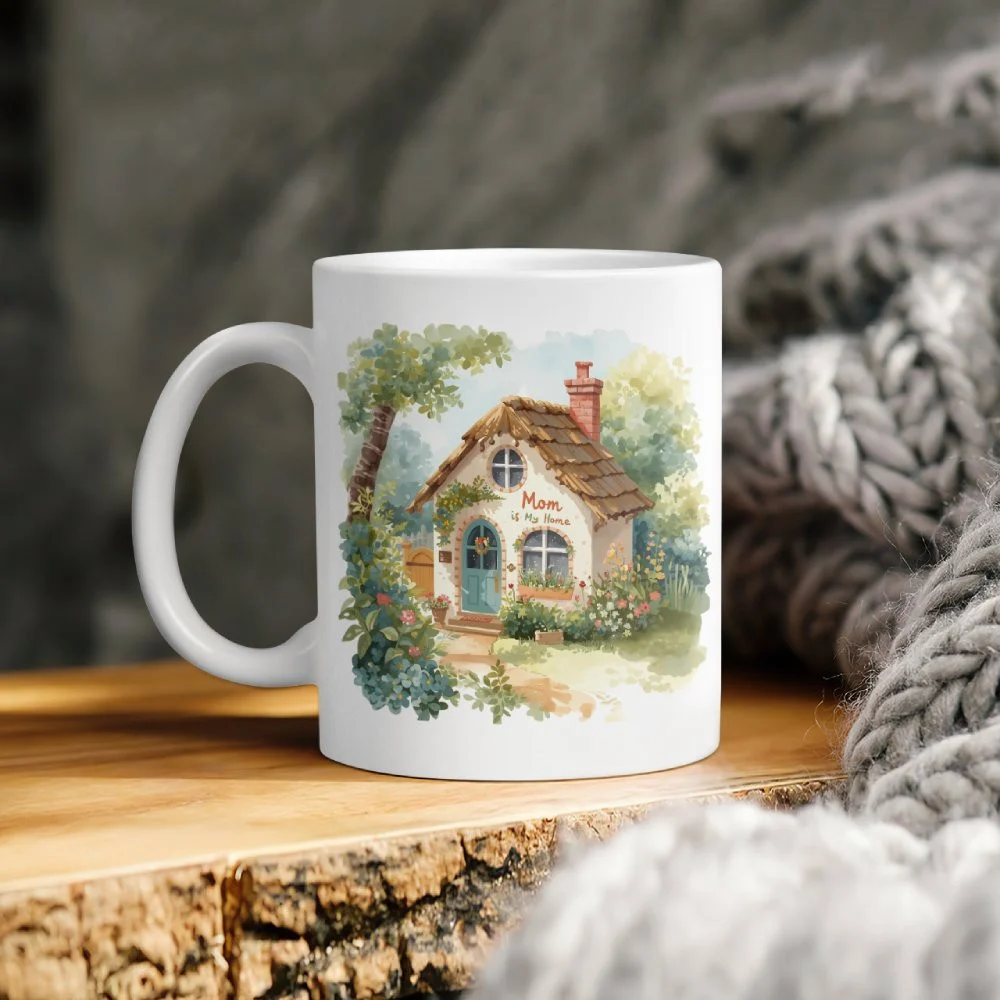 Best Mugs for Mom This Mother's Day Mom is My Home Watercolor Cottage Mug