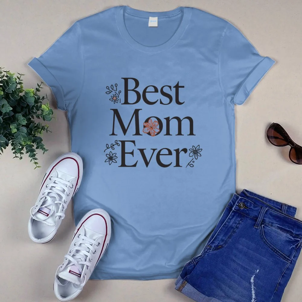 Best Mom Ever Minimalist Floral Tee 
