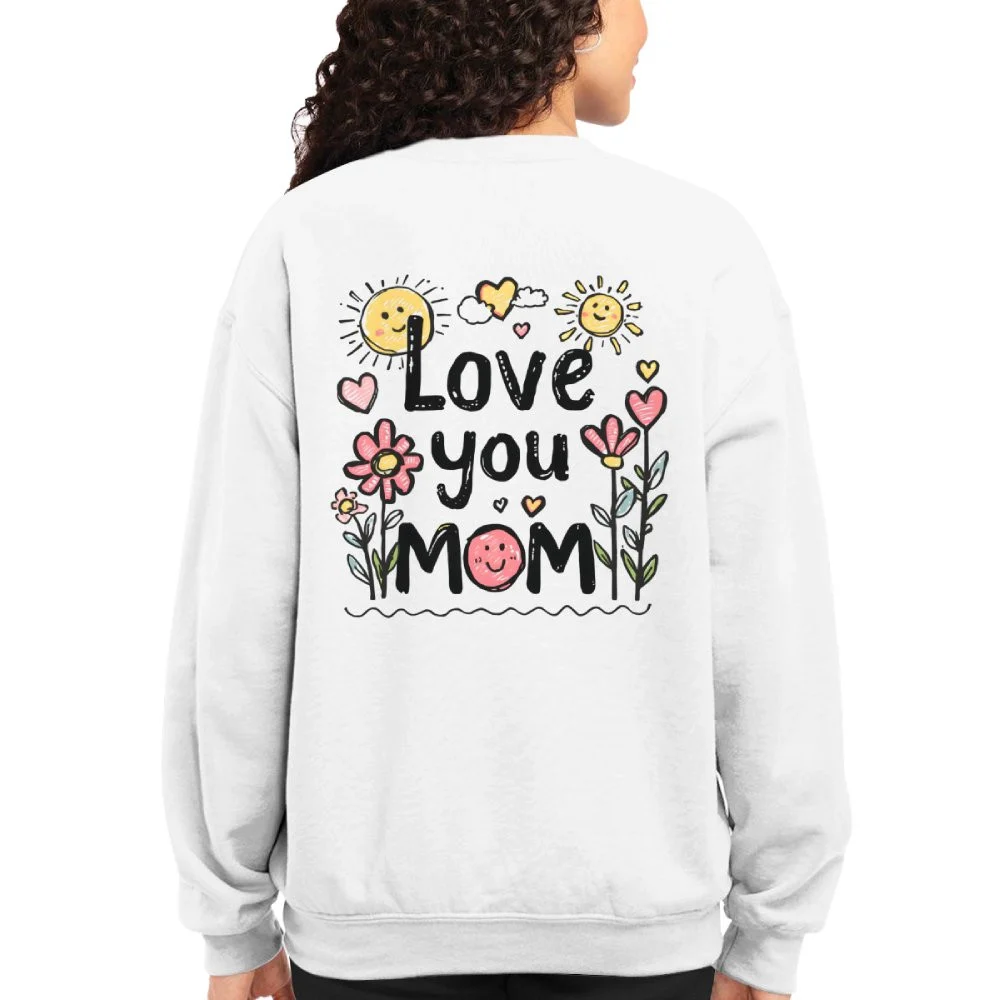 Sentimental Mother's Day Gifts That'll Make Her Tear Up "Love You Mom" Artistic Doodle Crewneck Sweatshirt