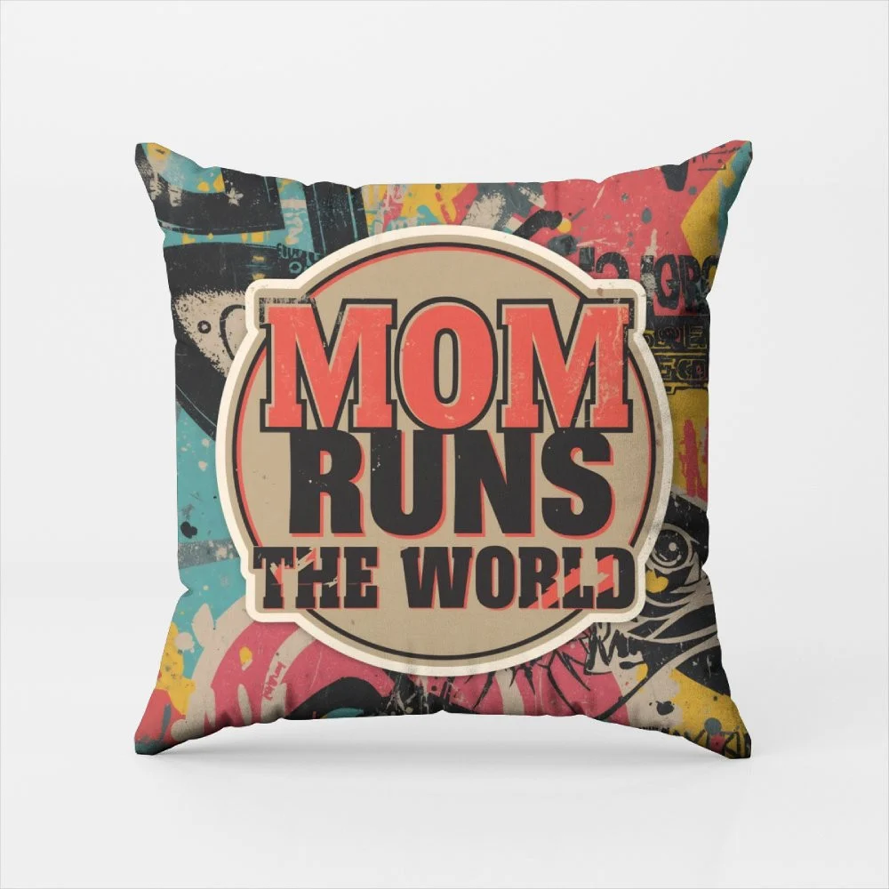 Last-Minute Mother's Day Gifts That Don't Look Rushed "Mom Runs The World" Retro Throw Pillow