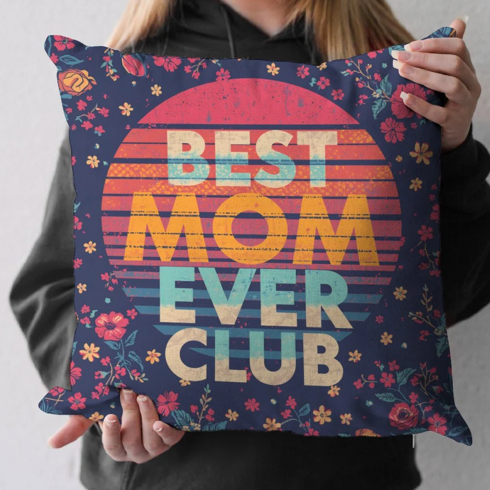 Best Mother's Day Gifts She Would Never Buy for Herself Retro "Best Mom Ever Club" Floral Throw Pillow