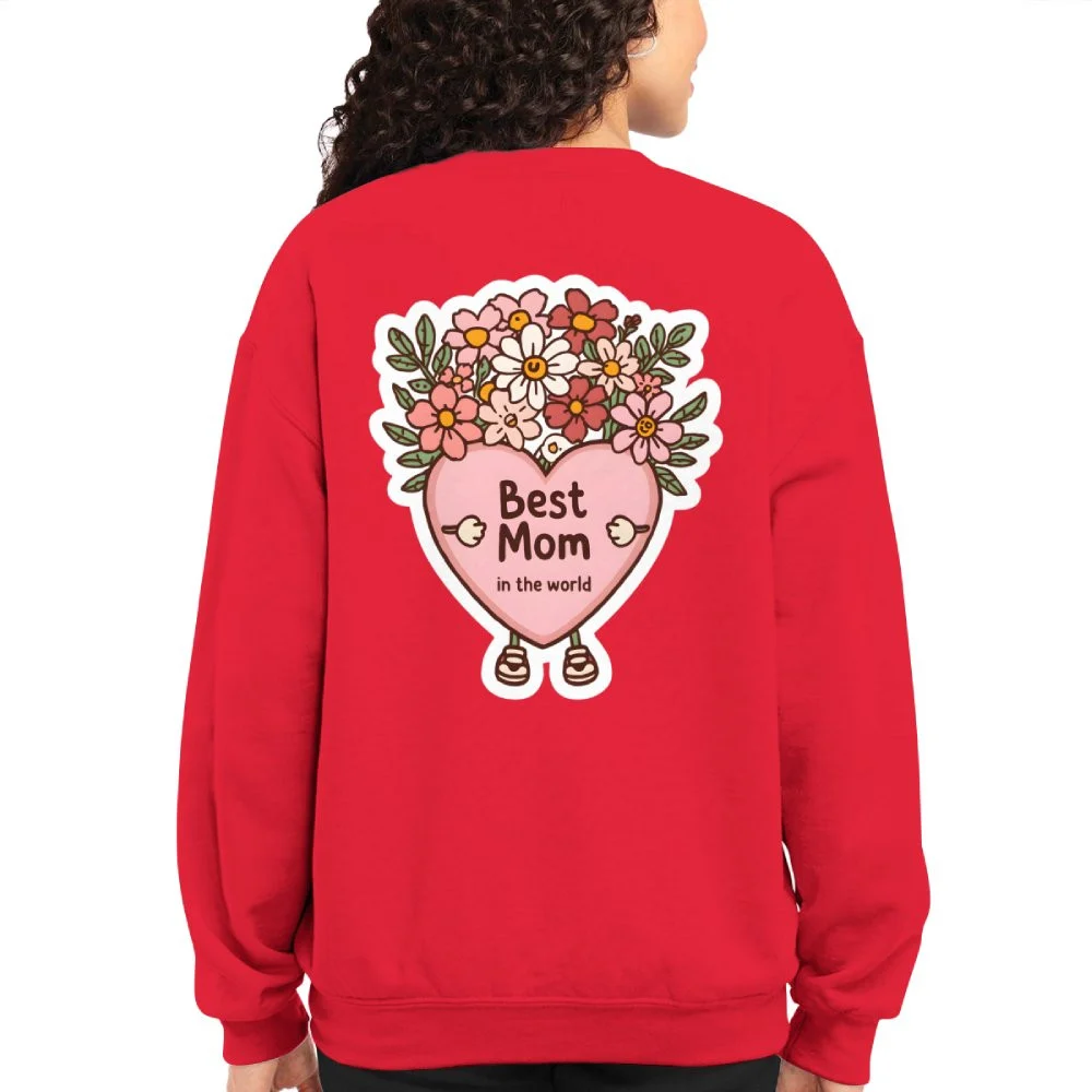Best Mother's Day Gifts She Would Never Buy for Herself "Best Mom in the World" Floral Heart Cozy Sweatshirt