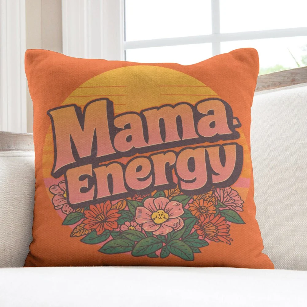 Best Mother's Day Gifts She Would Never Buy for Herself Retro "Mama Energy" Floral Throw Pillow