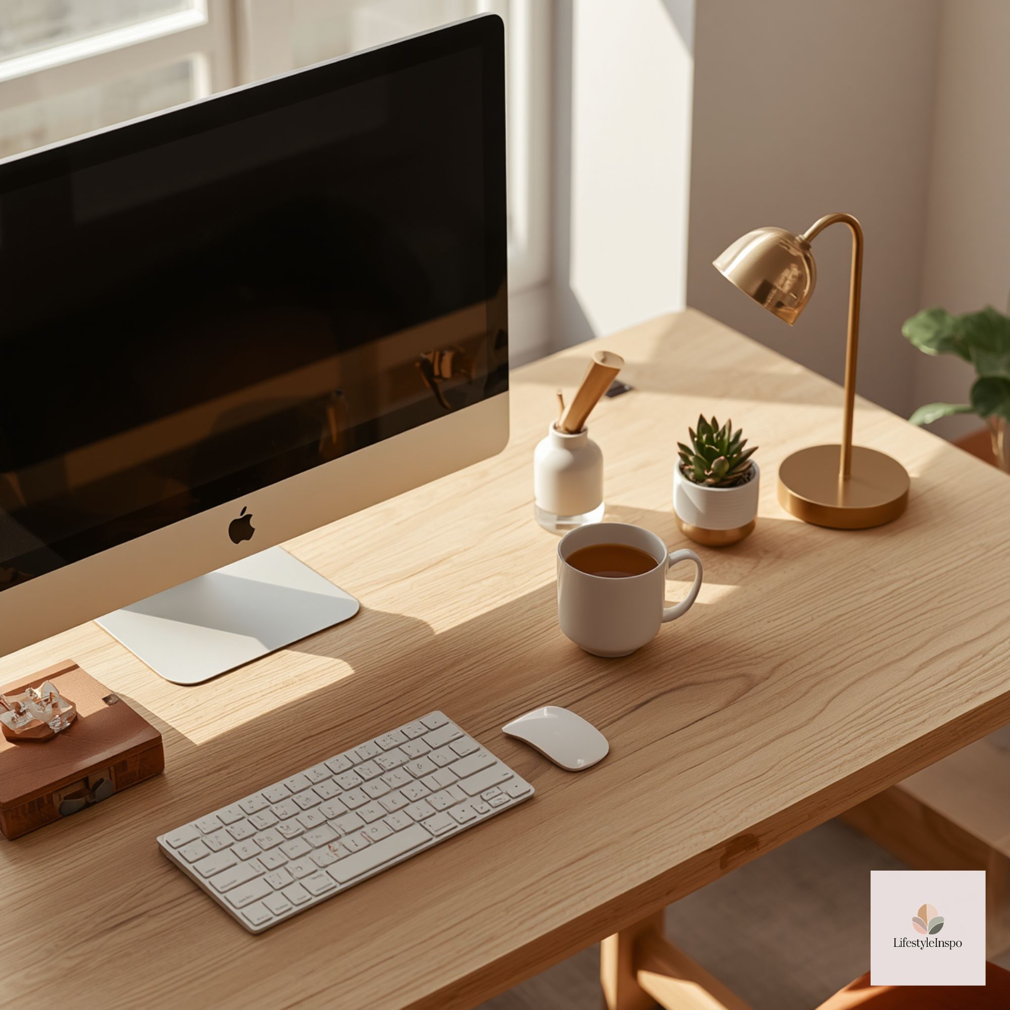 A Warm Minimalist Desk Setup: Keep the Surface Clear, Not Your Personality Warm Minimalist Desk Setup 1