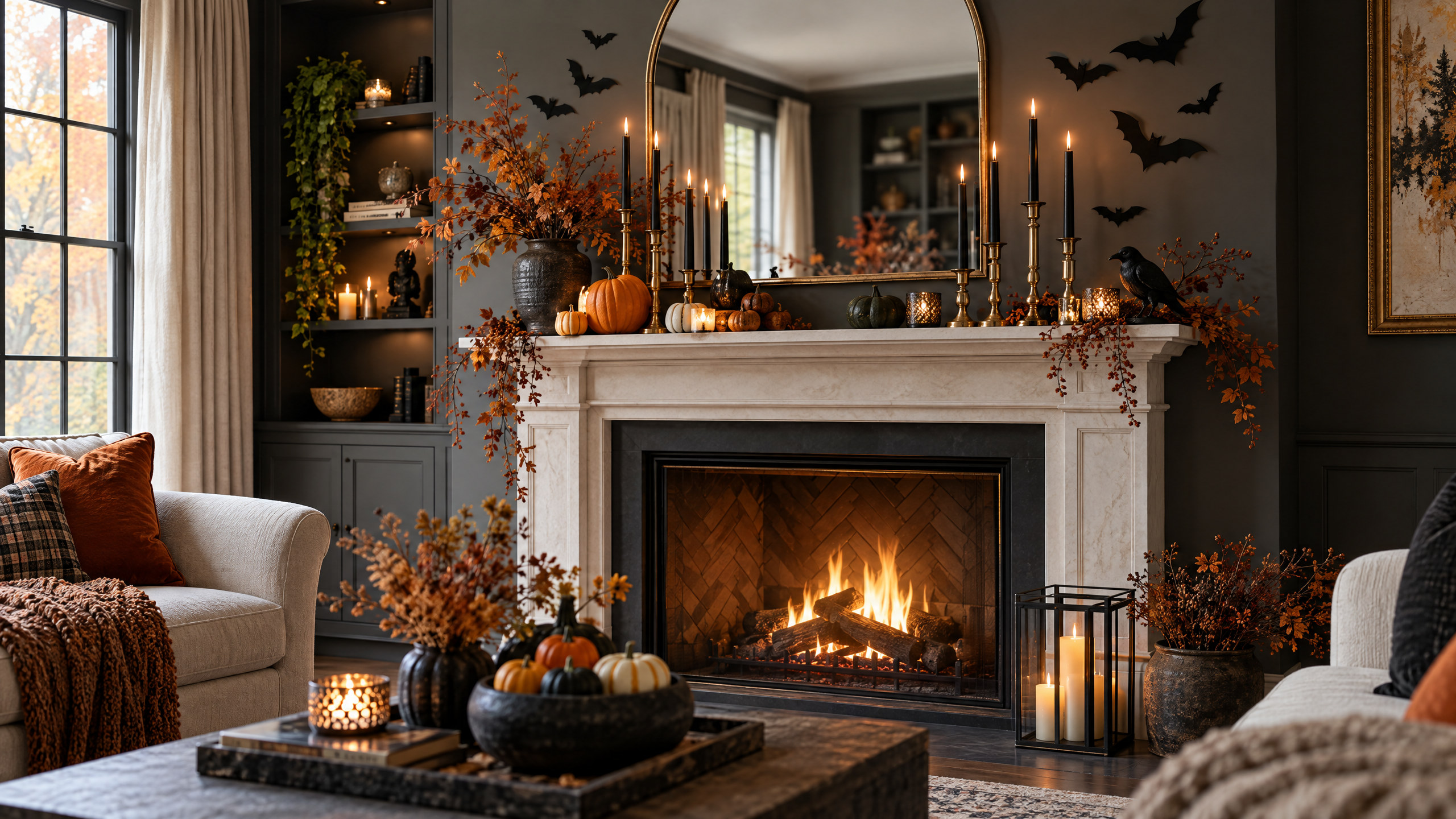 A Safer Halloween Mantel: Cozy, Spooky Styling Without Open Flames or Loose Clutter