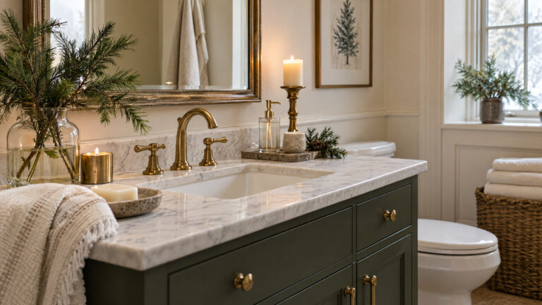 A Guest Bathroom Holiday Refresh That Leaves the Counter Clear